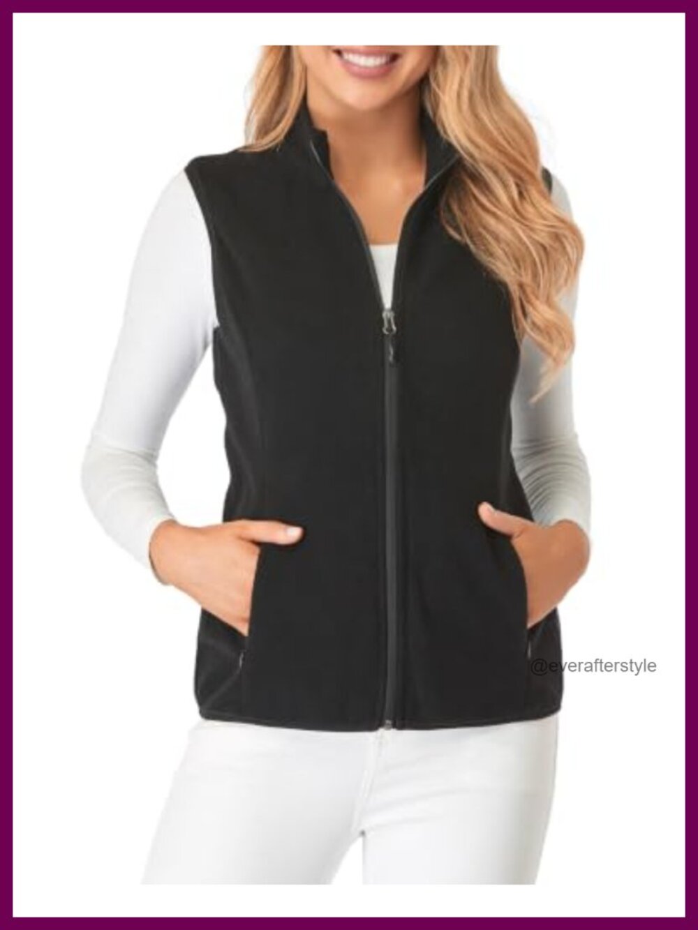 Womens Lightweight Polar Fleece Vest Full Zip Sleeveless Layering